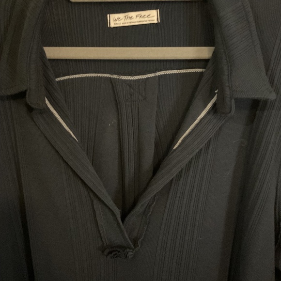 We The Free Annie Ribbed V Neck Collared Top - Picture 4 of 7